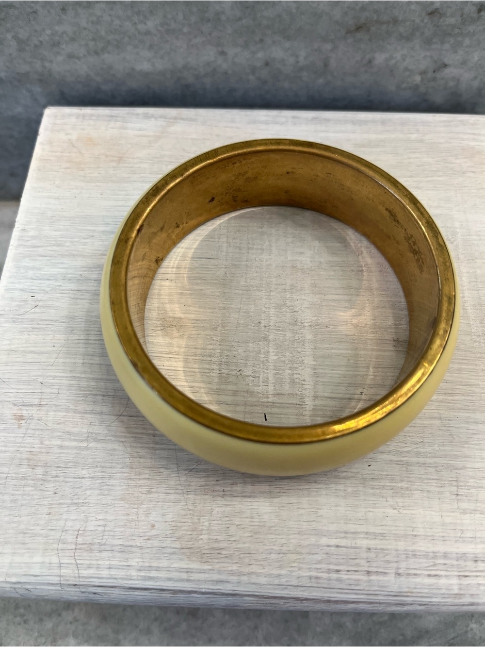 Vintage Ivory and Gold-Tone Bangle Bracelet
